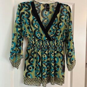 Bisou Bisou Abstract Print Top Size S